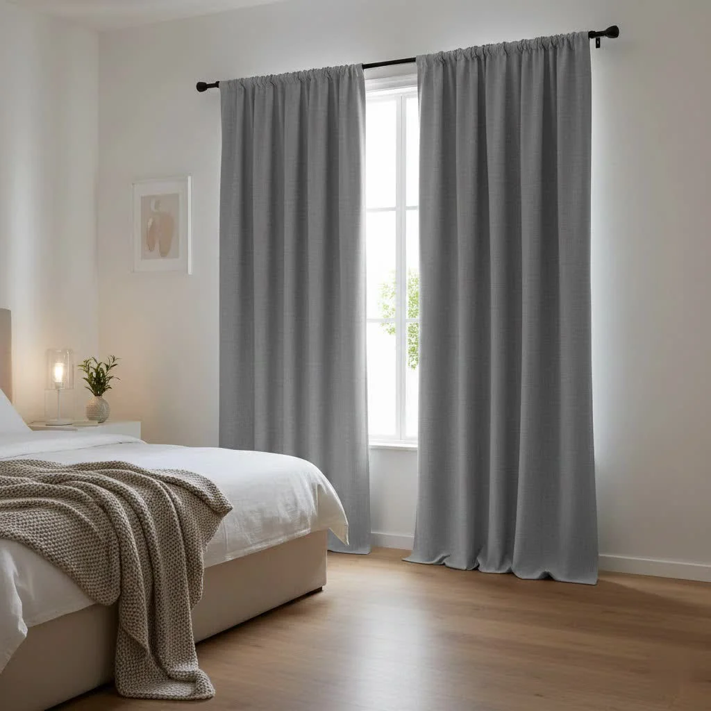 JCPenney blackout curtains in a modern living room