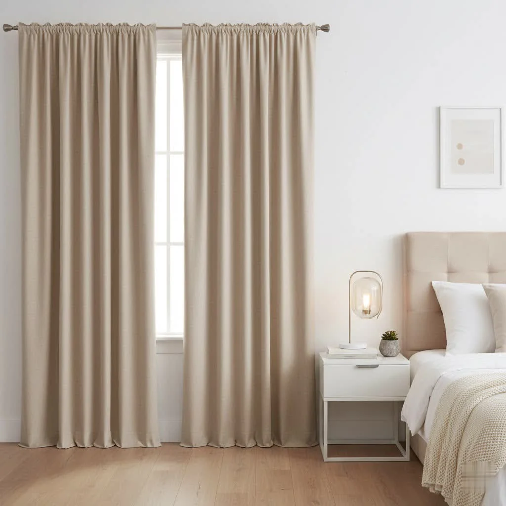 Blackout curtains in a modern bedroom