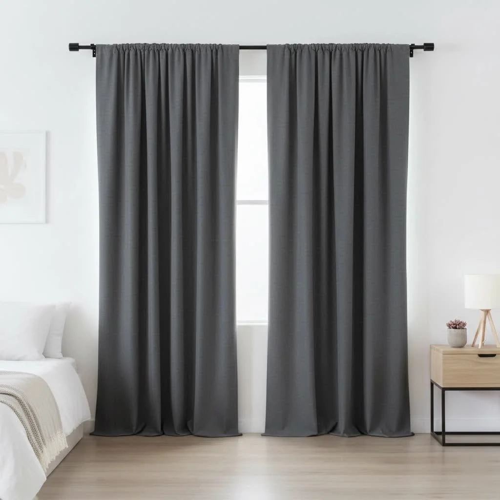 Bright yellow blackout curtains in a modern living room