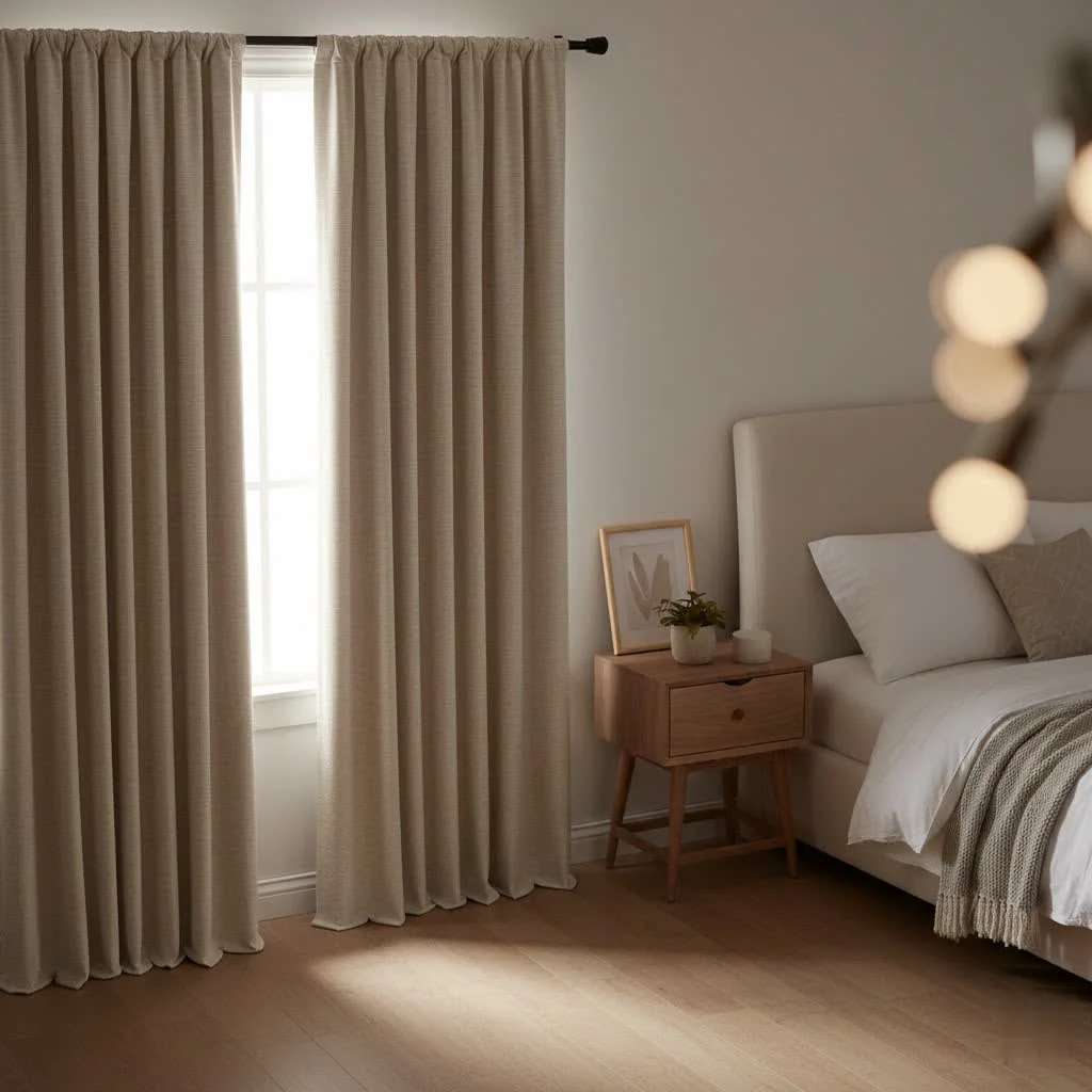 Nursery with crib and blackout curtains