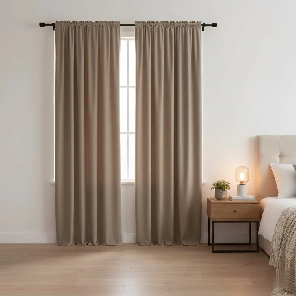 Elegant pinch pleat blackout curtains in a modern living room